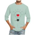 thumbnail image 3 of Jinhomg Mens Holiday T Shirt Novelty Valentine's Day Heart Print Tops Big and Tall Comfy 3/4 Sleeve Crew Neck Tees Holiday Dating Wear Green XXXXXL, 3 of 6