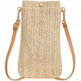 thumbnail image 1 of Bolsos de hombro de color caqui, bolsos tejidos de paja informales para mujer, bolsos cruzados tejidos, bolsos para teléfono móvil, 1 of 5