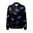 thumbnail image 4 of DHFJKG Bomber Jackets For Women Butterfly Printed Zipper Baseball Jacket Lightweight Casual Daily Wear Comfort Outerwear, 4 of 5