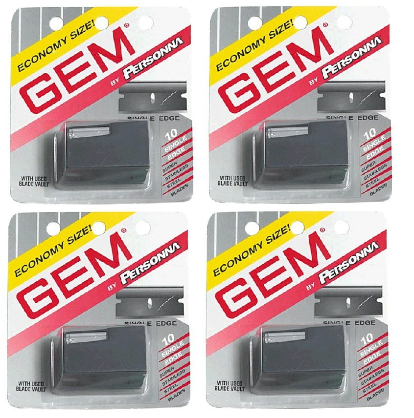 Personna Gem Super Stainless Steel Refill Blades, 10 ct. (Pack of 4) + 3 Count Eyebrow Trimmer