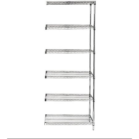 

21 Deep x 24 Wide x 86 High 6 Tier Chrome Add-On Shelving Unit