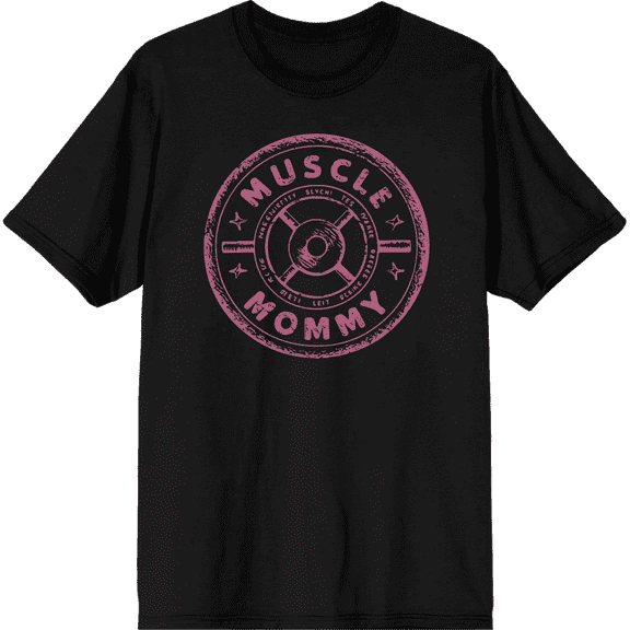 Muscle Mommy Weight Plate Adult Black Crew Neck Short Sleeve Tee-Medium