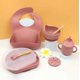 thumbnail image 1 of Plato de silicona para la cena, babero para bebé, cuenco para bebé, vajilla para niños, mantel individual, cuchara, tenedor, juego de taza para refrigerio resistente a caídas, 1 of 6