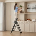thumbnail image 4 of Dapmiu One-Click Fold Step Ladder, Wide Anti-Slip Pedal & Triangle Structure, Easy Storage 3ft, 4 of 6