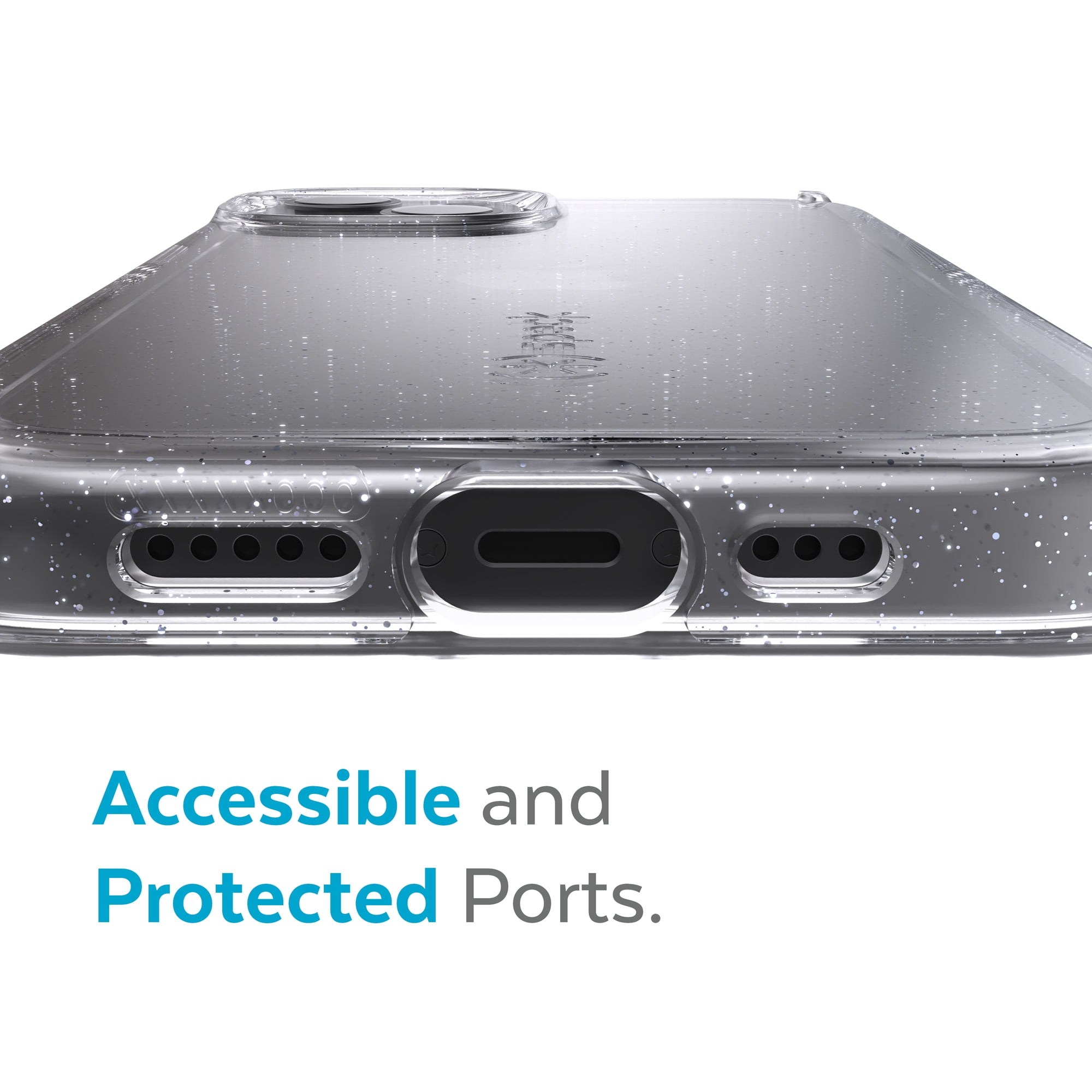Speck Gemshell Glitter Hülle Für IPhone 13 Pro – Transparent Mit Platin-Glitzer, MagSafe, Fallschutz 2,4 M