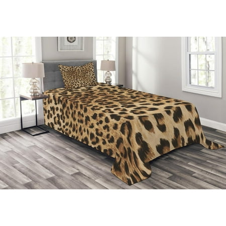 Leopard Print Bedspread Set Skin Pattern Of A Wild African Safari Leopard Print Bedspread Set Skin Pattern Of A Wild African Safari Animal Ful Panthera Cat Decorative Quilted Coverlet With Pillow Shams