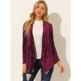 thumbnail image 3 of INSPIRE CHIC Cardigan en Velours pour Femmes à Col Châle avec Poches, Ouvert à l'Avant, 3 of 6