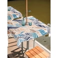 thumbnail image 2 of Outdoor Tablecloth with Umbrella Hole for Patio/Picnic/Party/Camping, Ombre Blue Brown Waterproof Table Cloth Square Cover Washable, Summer Abstract Coastal Ocean Beach Wave (60"x 60"), 2 of 8