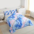 thumbnail image 4 of Homewish Modern Fashion Marble Bedding Comforter Set, Blue Pink Marbling Abstract Twin Comforter Sets, Teens Adult Men Female Reversible Bedding Set, Breathable Home Decor, 2pcs, 4 of 9