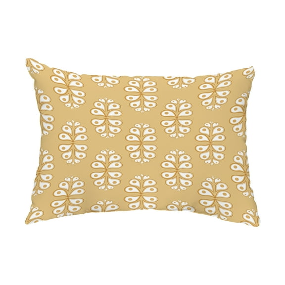 Simply Daisy, 14" x 20" Wacky Paisley Yellow Abstract Decorative Outdoor Pillow