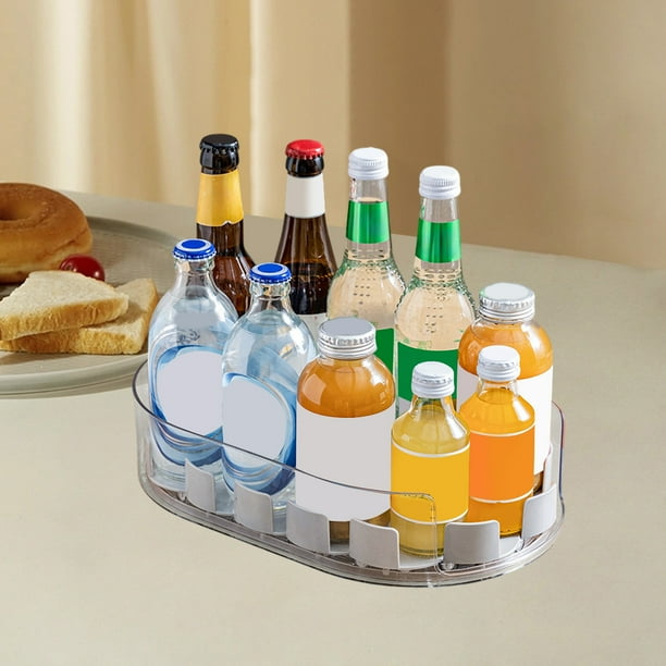 Bandeja de almacenamiento giratoria Organizador de 360° | Estante de plástico para refrigerador y despensa de gran capacidad para botellas, cosméticos, artículos de tocador | Antideslizante,