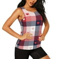 thumbnail image 2 of Xecao Heart Plaid print women's scoop neck, loose-fit workout tank tops for the gym., 2 of 9