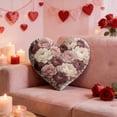 thumbnail image 6 of Heart Shaped Floral Throw Pillow for Romantic Home Decor, Soft Fabric Cushion for Couch, Bed, Valentine's Day Gift D, 6 of 7