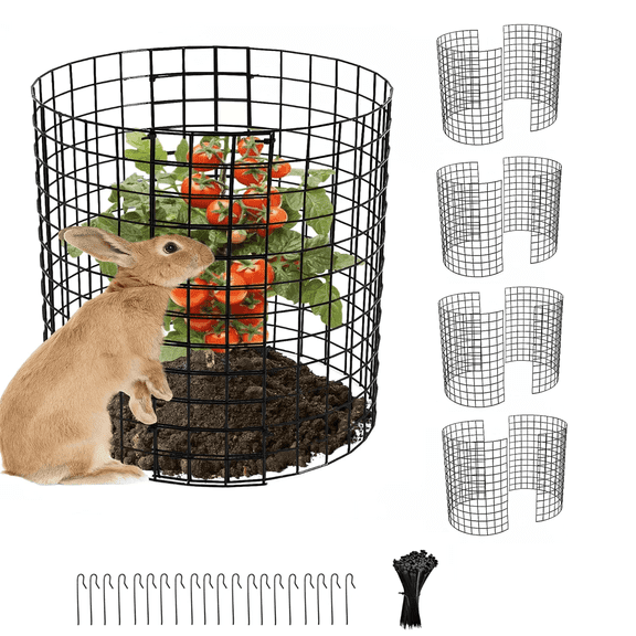 Qunbio 5 Pack Plant Cages, Plant Protector from Animals Metal Mesh Garden Bunny Barricades to Keep Animals Out, for Flowers & Vegetables