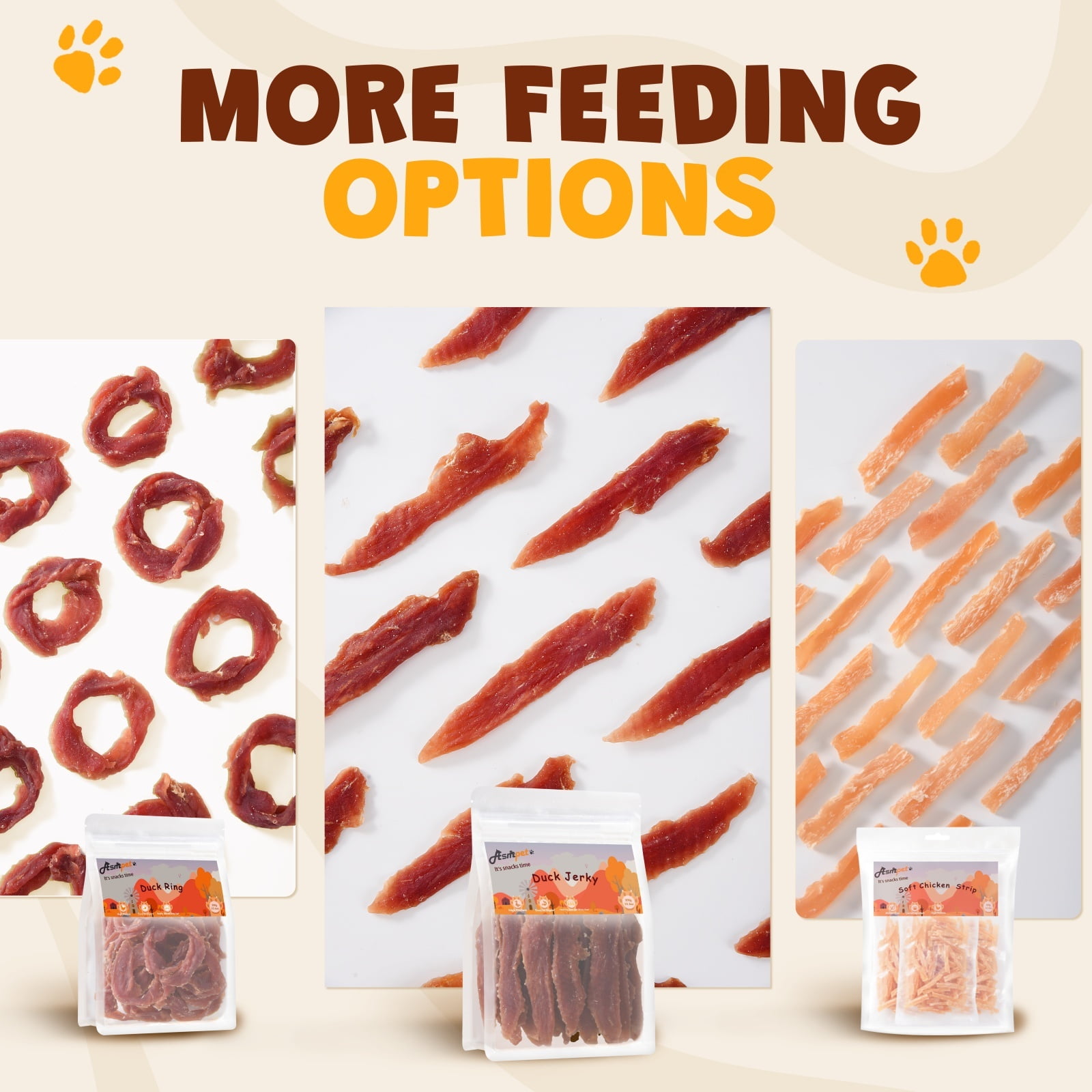 (2 pack) ASMPET Duck Jerky for Dogs, Natural Low Fat Snacks for Small Medium Large Dogs, 10.6oz