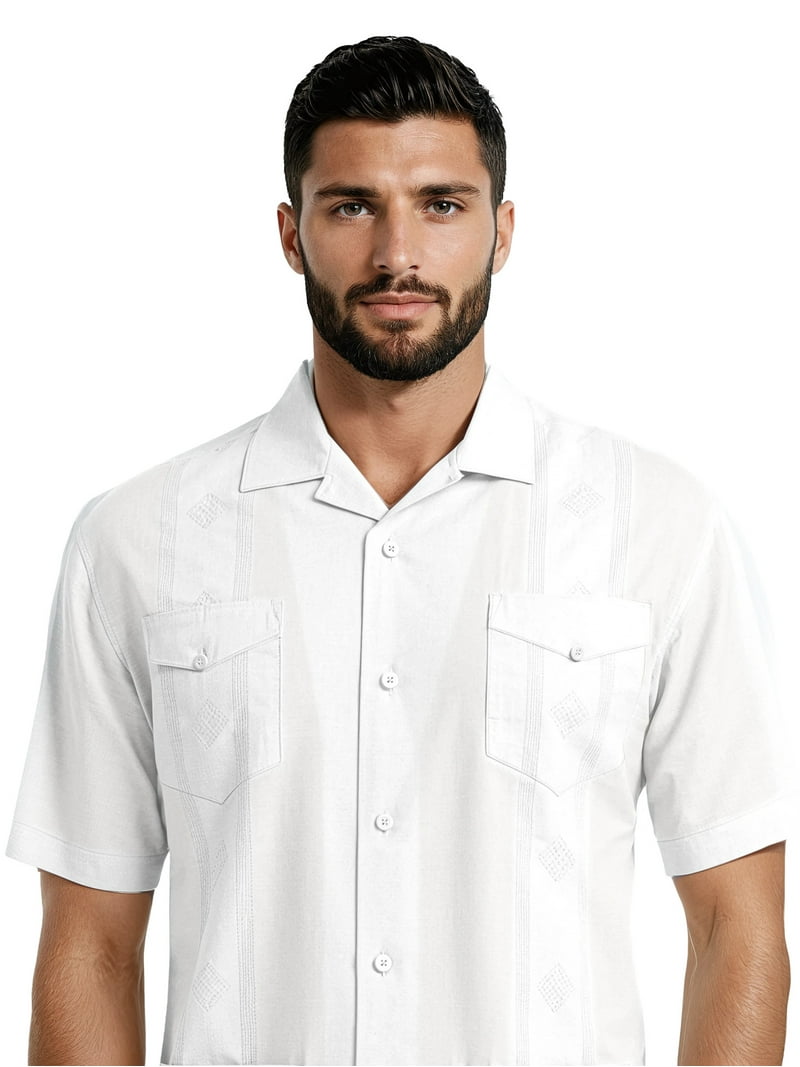 Havanera Men's and Big Men's Camp Collar Guayabera Short Sleeve