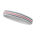 thumbnail image 2 of Couver Unisex Cotton 1.4 Inch Thin Tennis Sweat Headband with Lines White -Navy/ Red / Navy 3 Pieces, 2 of 10