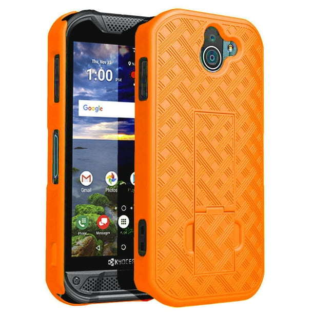 Nakedcellphone Case Compatible With Kyocera Duraforce Pro 2 Phone Bright Orange Slim Ribbed Hard Shell Cover With Kickstand For E6910 E6920 Walmart Com
