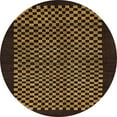 thumbnail image 1 of Ahgly Company Indoor Round Abstract Light Brown Checkered Area Rugs, 3' Round, 1 of 6