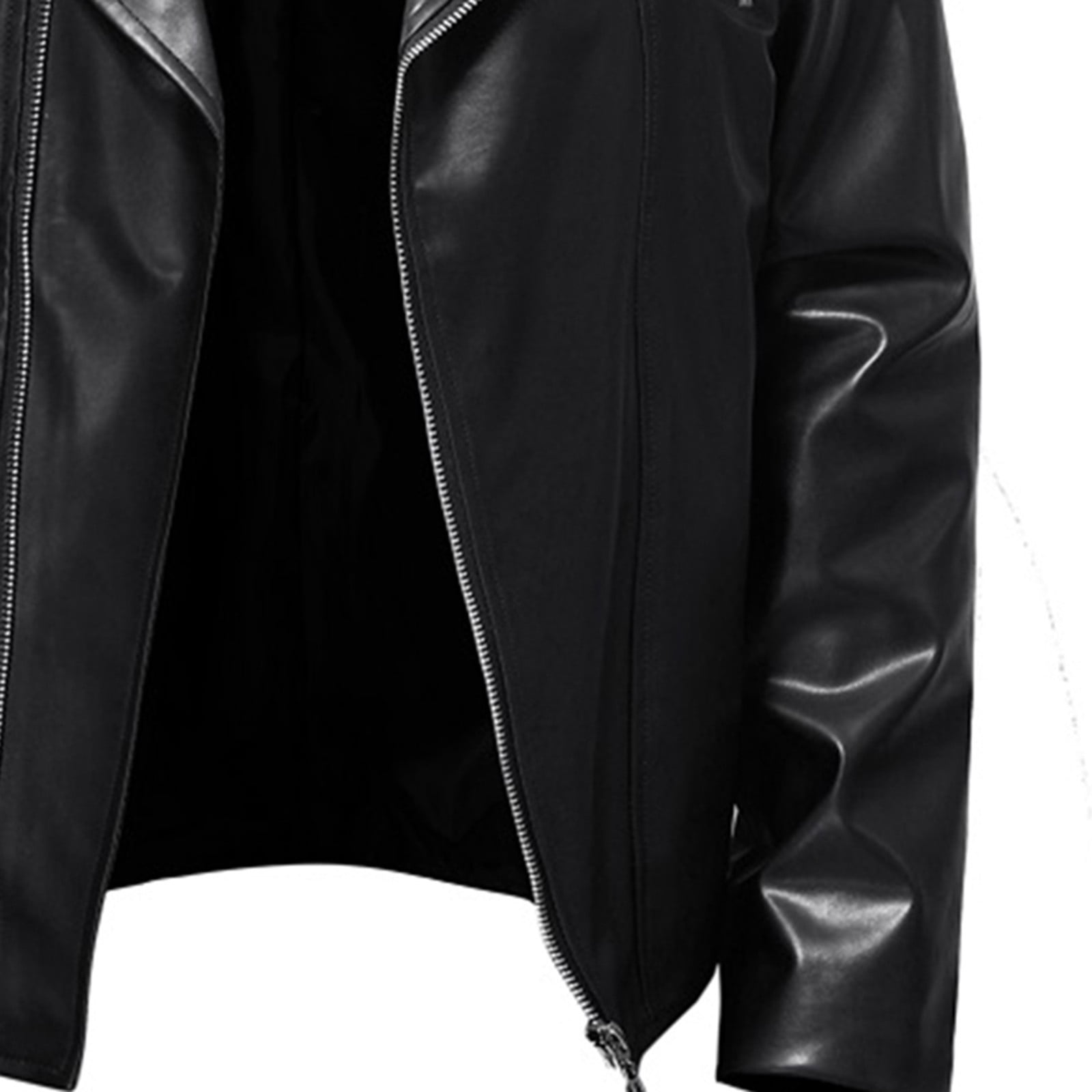 RYDCOT New Men's Tight Fitting Leather Jacket Lapel Collar Leather Jacket Motorcycle PU Jacket and Coat Black 18(XXXXXL)