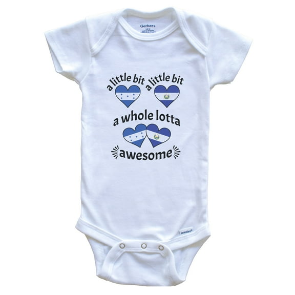A Little Bit Honduran Salvadorian Honduras El Salvador Heart Flags Baby Bodysuit, 0-3 Months White