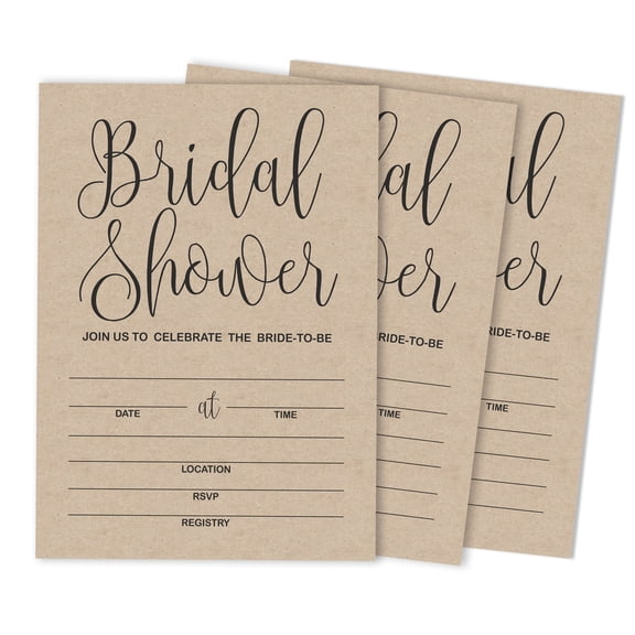 Inkdotpot 30Kraft RusticFill-In Style Bridal Shower Invitations Wedding Blank Invites