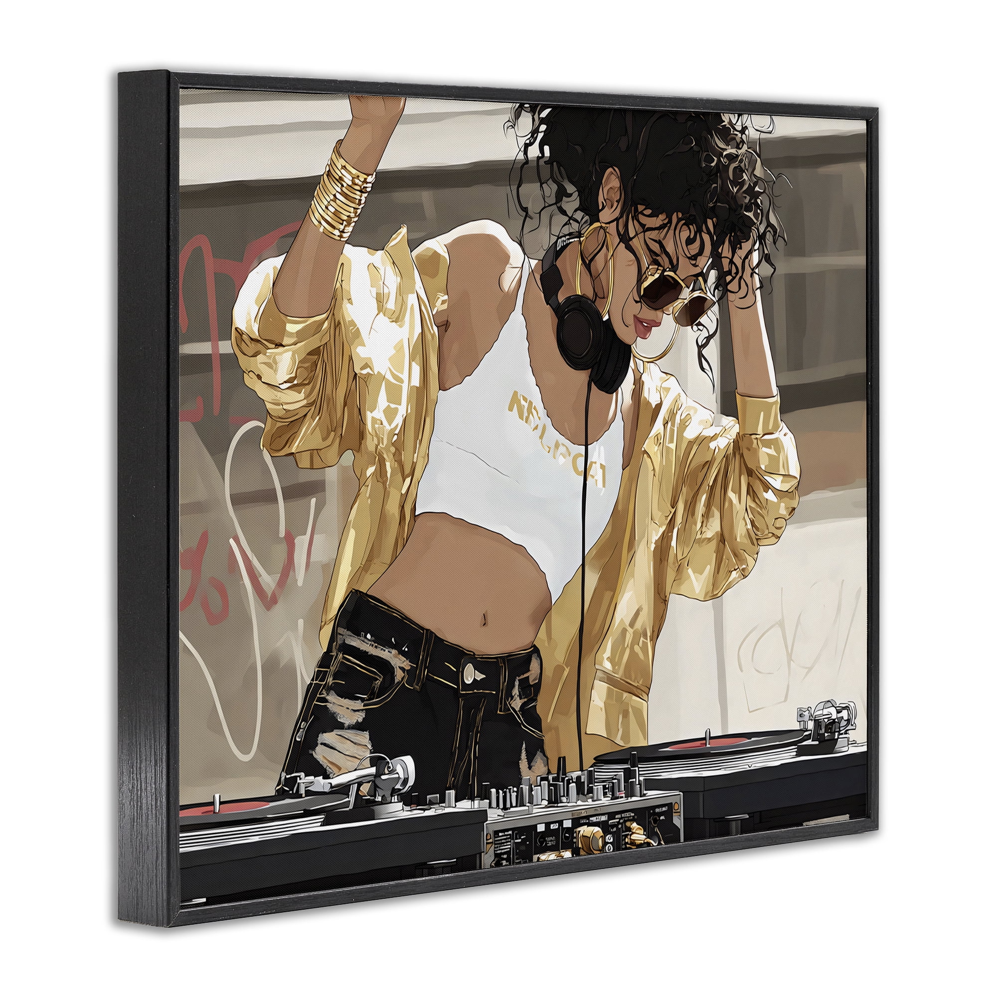 Stupell Industries Gold Accented DJ Black Framed Giclee Art, design by Franklyn Gregory