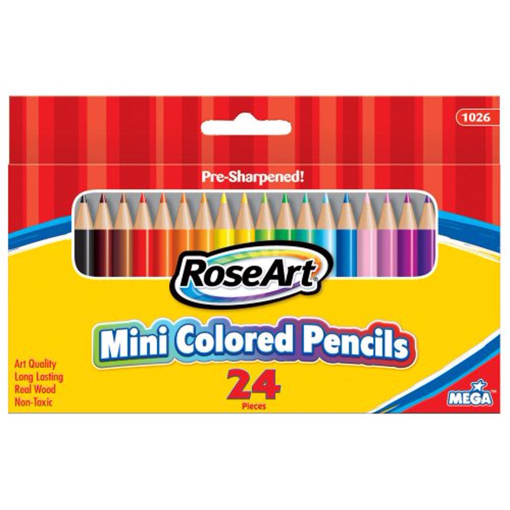 RoseArt 3.5Inch Mini Colored Pencils Assorted Colors 24Count Packaging May Vary (1026VA48