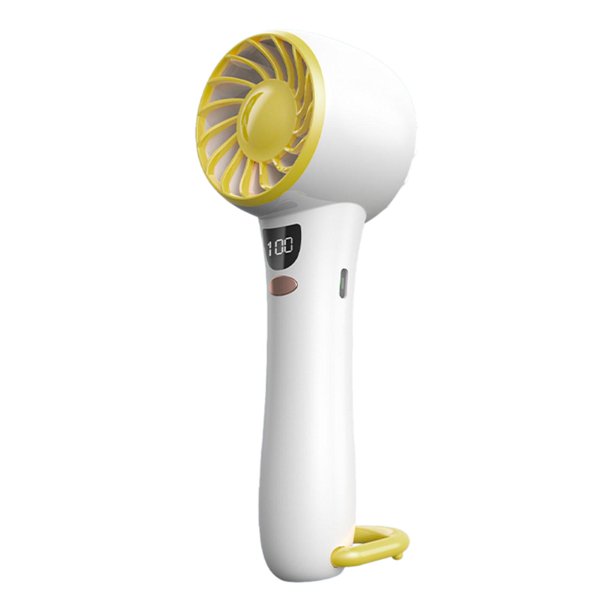 Ventilador portátil, pequeño ventilador de mano, recargable por USB de 5 velocidades, pequeño ventilador personal, mini ventilador de refrigeración Amarillo