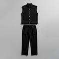 thumbnail image 5 of Bpyeka Men's Linen-Look Sleeveless Two-Piece Matching Set, Button Down Collar Shirt & Drawstring Waist Pants, Breathable Casual Outfit, S-3XL, 5 of 5