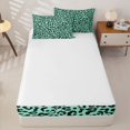 thumbnail image 4 of Castle Fairy Abstract Leopard Skull Zipper Queen Comforter Set with Fitted Sheet and 2 Pillowcases,Mint Cheetah Print Zipper Bedding Set,Mint Black,4 Pieces, 4 of 6