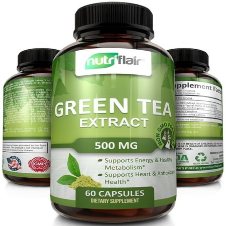NutriFlair Green Tea Extract Weight Loss Supplement 500 mg Fat Burner for Men and Women, 60 Capsules