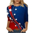 thumbnail image 2 of Cavosen Red White and Blue Shirts for Women 4th of July 3/4 Sleeve Crewneck Tops USA Star Striped Print T Shirts Lady XL Red White and Blue Casual Shirts Patriotic Tunic Tees Patriotic Outfits, 2 of 6