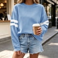 thumbnail image 5 of Striped Sweatshirt for Women Pullover Long Sleeve Sweatshirt Crewneck Pullover Tops Fall Fashion Outfit, 5 of 7