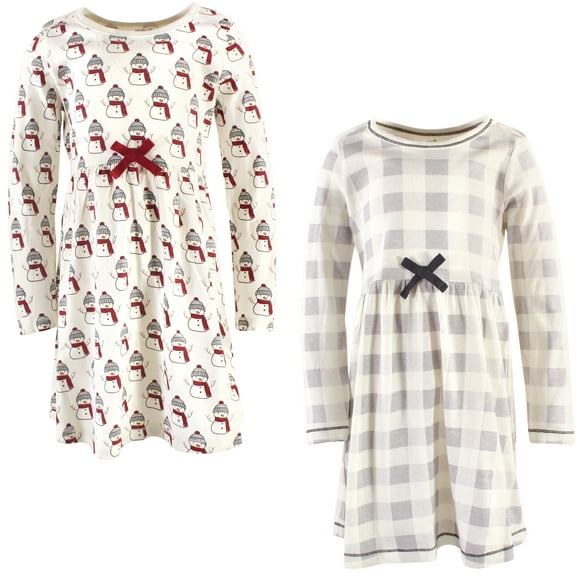 Luvable Friends Touched by Nature Long-Sleeve Dresses 2pk, Frosty Friends, 0-3M