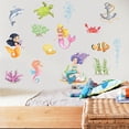 thumbnail image 4 of Adhesivo de pared TUNC con patrón de sirenas de animales marinos decoración para sala de estar dormitorio Sencillez, 4 of 5