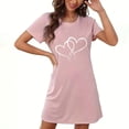 thumbnail image 4 of fheaev Chemises de Nuit pour Femmes Grande Taille Imprimé Saint-Valentin Chemise de Nuit Manches Courtes Col Rond Robes de Maison Courtes Imprimé Floral, 4 of 5