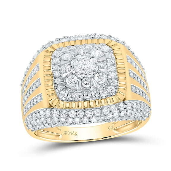 14kt Yellow Gold 1 3/4 Cttw Diamond Cushion Mens Ring, Men Size: 8-12