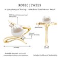 thumbnail image 6 of Rosec Jewels Solitaire Freshwater Pearl Engagement Ring with Bypass Shank (7.4 Carat, AAA Quality) - Real Pearl Diamond Ring, 14K Yellow Gold, US 10.50, 6 of 7