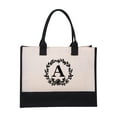 thumbnail image 5 of SDJMa Initial Printed Canvas Tote Bag, Personalized Shoulder Handbag with Inner Zipper Pocket, Open Beach Bag for Vacation, Present Bag for Wedding, Birthday, Holiday, 5 of 8