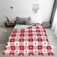 thumbnail image 5 of Honeii Plaid Heart Print Fleece Blanket - Throw Blanket for Bed, Sofa, Couch, Camping, and Travel , Microplush Ultra Soft Warm Blanket-40"x30", 5 of 7