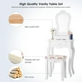 thumbnail image 5 of Topbuy Vanity Mirror Makeup Dressing Table Set w/ Stool Drawer Wood Desk White, 5 of 10