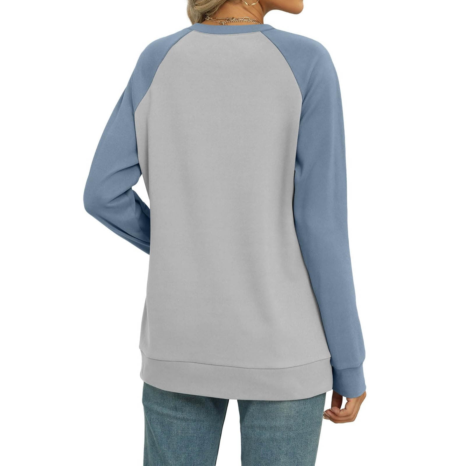 Women Sweatshirt Fashion Round Neck Long Sleeve Raglan Sleeve Color Block Pullover Comfortable Top Leopard Zip up Jacket Jacket Active Wear Women Homage Sweatshirt Ladies Zip Sweater Ladies Zipper