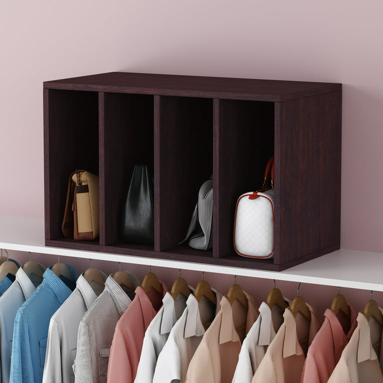 Way Basics Purse Organizer - Clutch Bag Wallet Storage Solution for Closet  Dresser Bedroom, 4 Sections, Espresso Wood Grain 