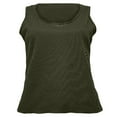 thumbnail image 6 of Usmixi Tank Top for Women Solid V-Neck Sleeveless T Shirts Plus Size Casual Knitted Ribbed Basic Vest Blouses Army Green M Clearance Clothes, 6 of 7