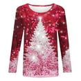 thumbnail image 3 of Long Sleeve Shirts for Womens 2025 Christmas TShirts Casual Trendy Xmas Tree Printing Blouses Soft Crewneck Christmas Shirt Pullover Tops, 3 of 9