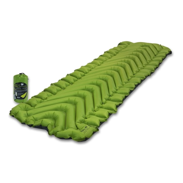 KLYMIT - Almohadilla de Dormir Inflable estática V2 | portátil, Ultraligera, fácil de inflar, Cama de Aire Plegable para Camping, mochilero y Senderismo, Color Verde