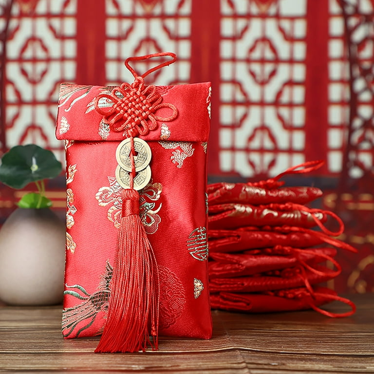 CreativeArrowy Spring Festival Red Purse Gift Card Envelope Lucky Envelope Red Envelope 6pcs Red Classic Wedding Brocade Fabric Creative New Year Envelope Bag Walmart