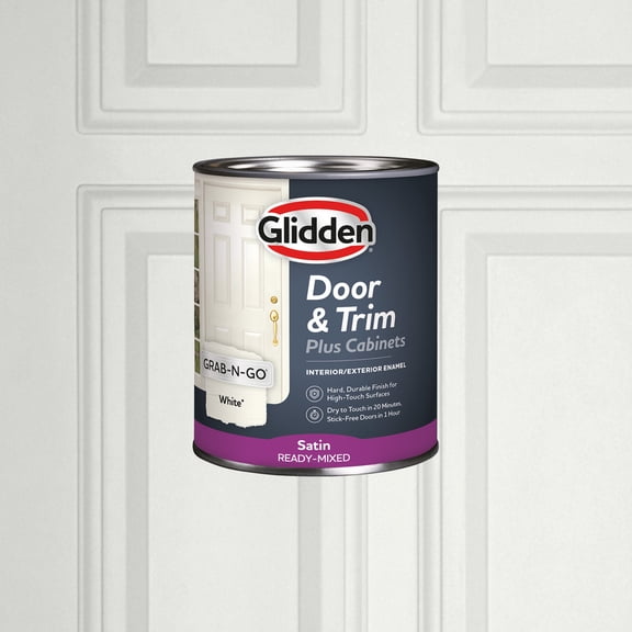 Glidden Cabinet Door and Trim Grab-N-Go Satin Paint, White, 1 Quart