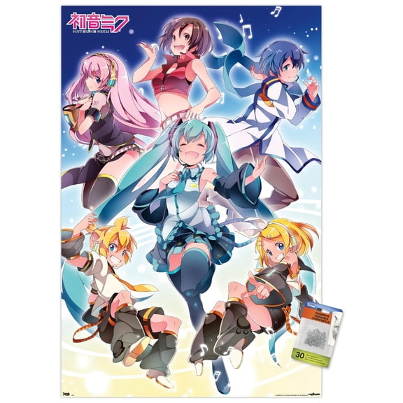 Hatsune Miku - Group Wall Poster with Push Pins, 22.375" x 34"